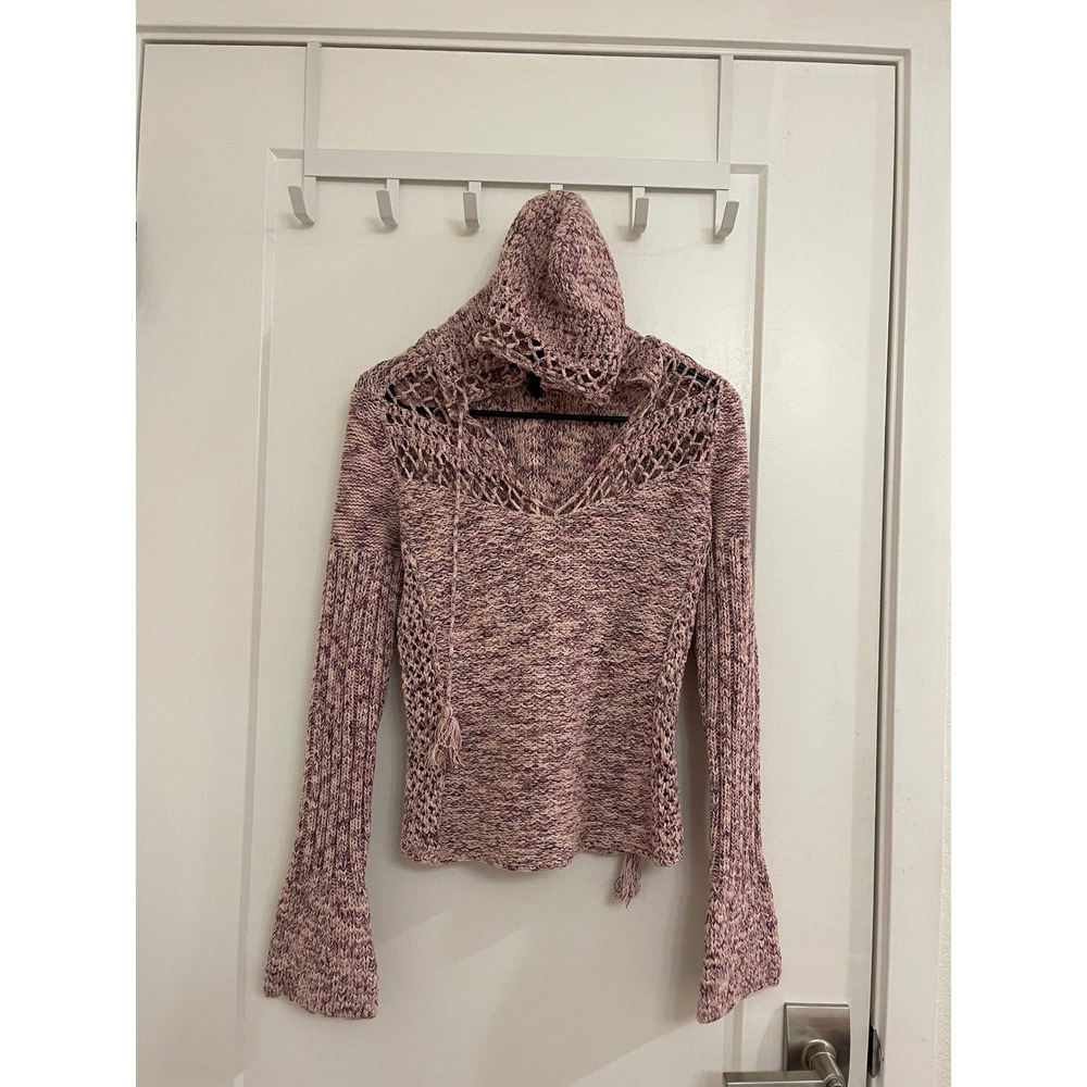 Vintage Y2K Express Crochet Purple Hoodie Grunge Streetwear Summer